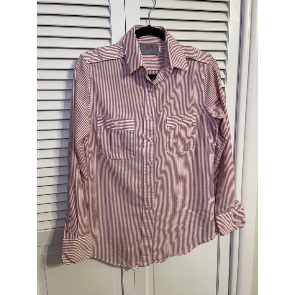 Vintage Arrow Red White Pinstripe Shirt Western Epaulette Pockets Sz M